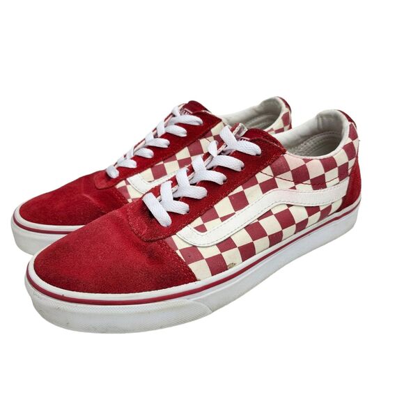 Vans Shoes - Vans Old Skool Skater Sneakers Womens 8.5 Mens 7 Racing Red Checkerboard Suede